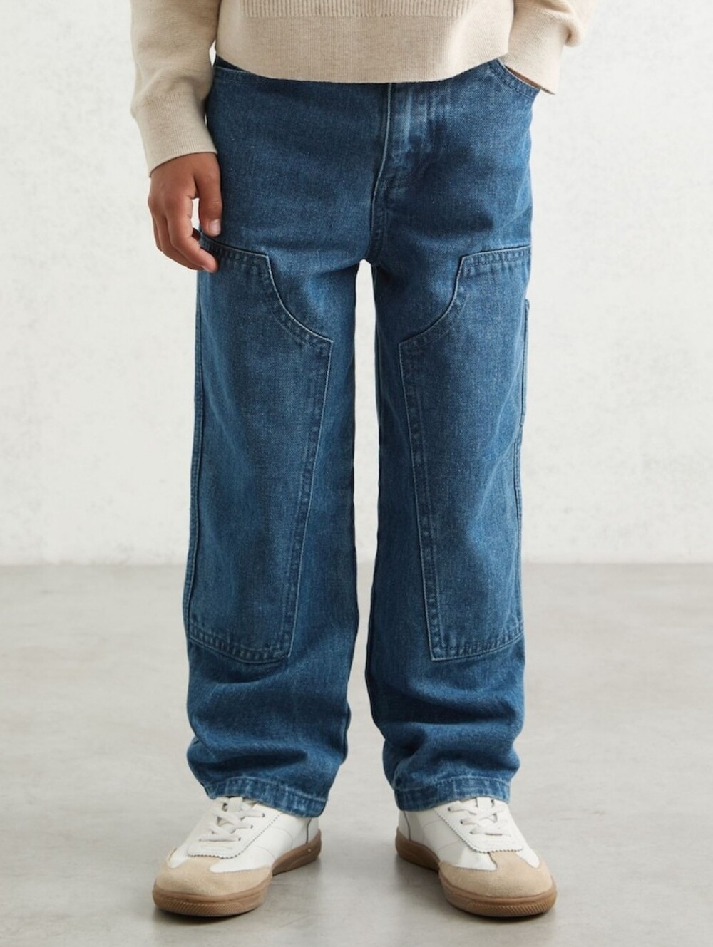 NWT Reiss Straight-Leg Carpenter Jeans in Mid Blue, 5/6Y